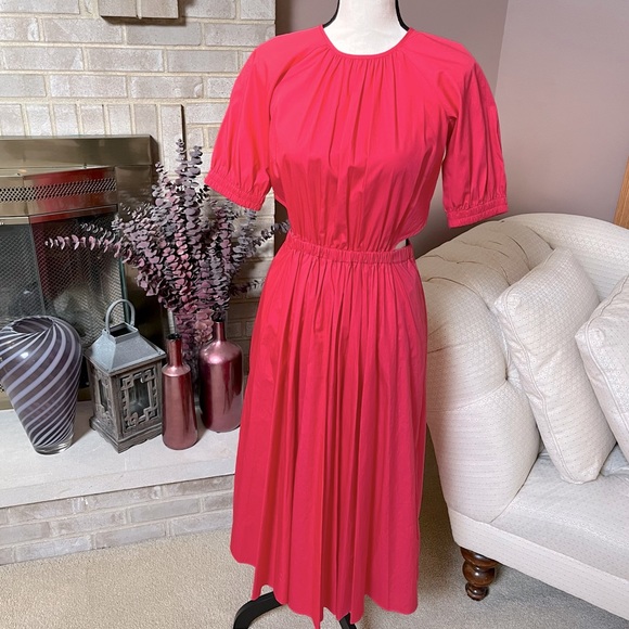 Michael Kors A-Line Side Cutout Midi Dress - Geranium - Picture 1 of 13